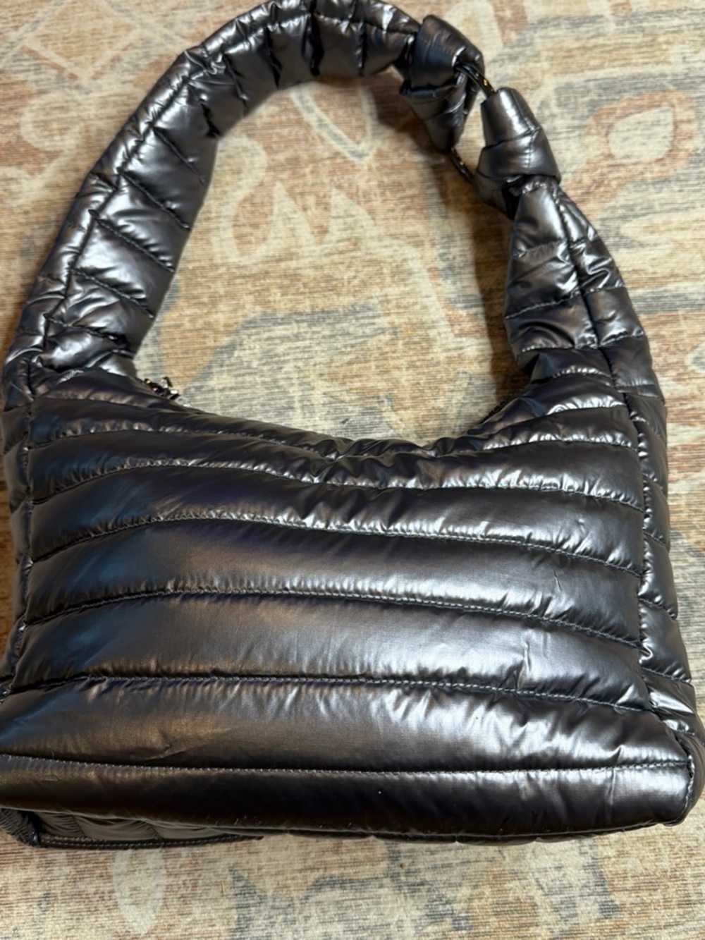 THINK ROYLN Quilted Puffer Shoulder Bag in Silver
